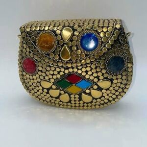 Ramla Brass and stone Bag/Clutch